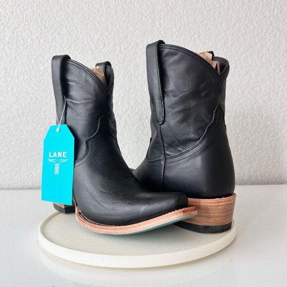 Lane Boots Shoes - Lane EMMA JANE Womens Cowboy Bootie 7 Black Leather Western Cowgirl Short Boots